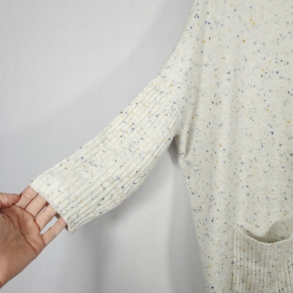 LOFT Womens White Flecked Cowl Neck Knit Long Line Sweater Size Small - Picture 5 of 10